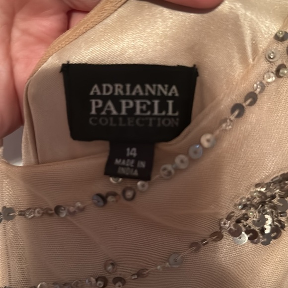 Adrianna Papell one shoulder sequin beaded dress - Picture 6 of 6